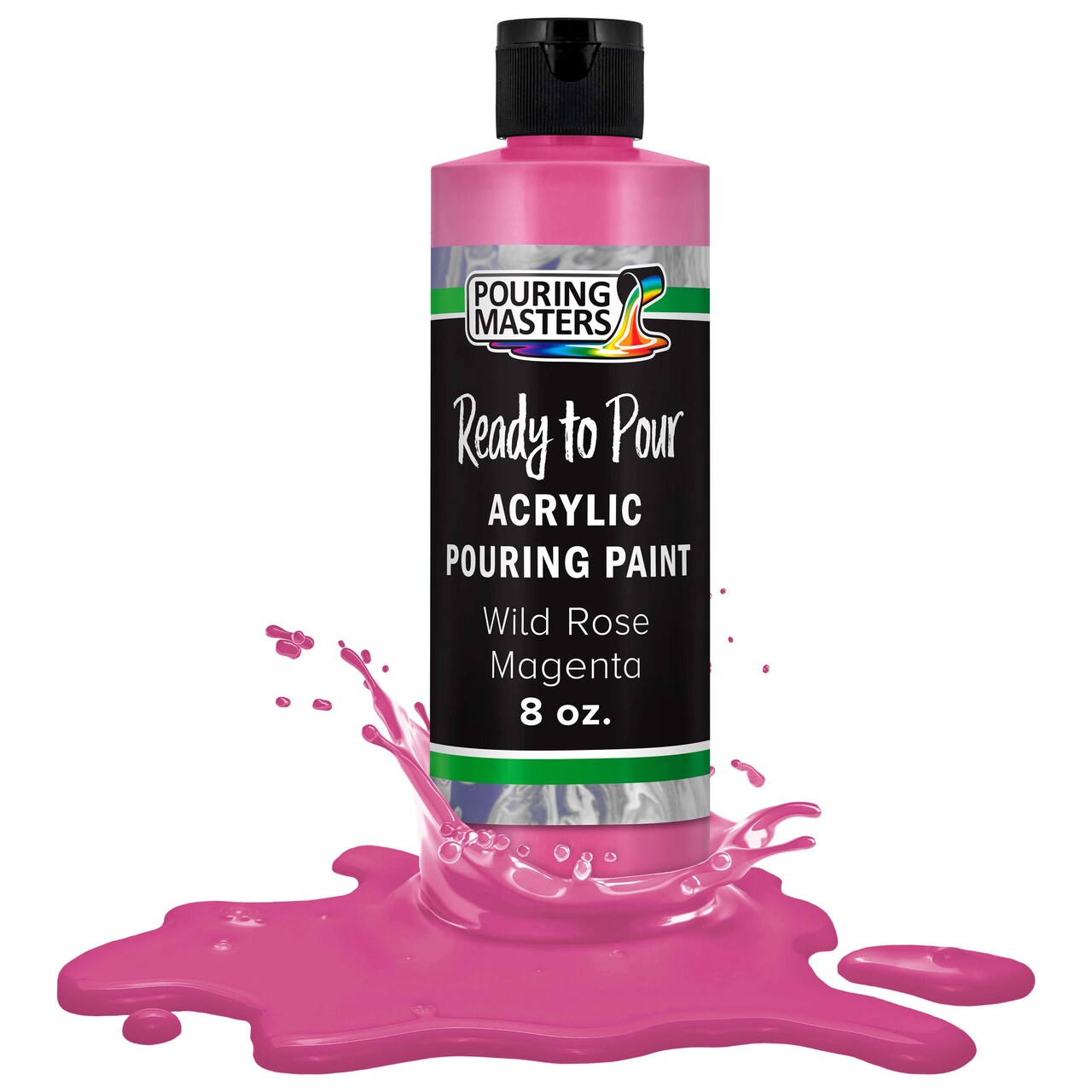 Pouring Masters Wild Rose Magenta Ready to Pour Acrylic Pouring Paint - Premium 8-Ounce Pre-Mixed Fluid Acrylic Paint - Fluid Art Supplies for Canvas, Wood, Paper, Tile & Rocks